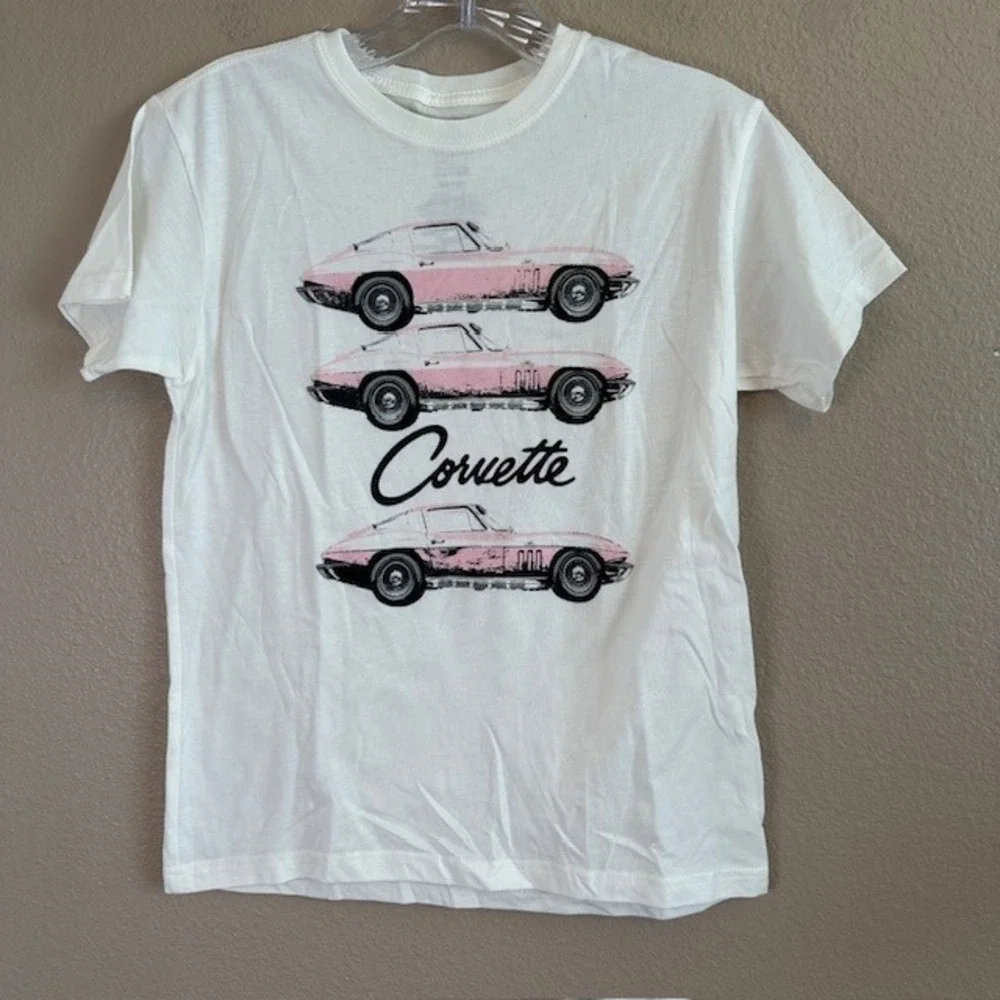 GM Corvette Licensed Men's White Cotton/Poly‎ T-shirt XS NWOT